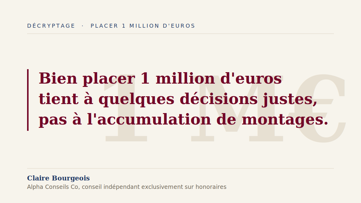 La simplicité comme stratégie pour placer 1 million d'euros.
